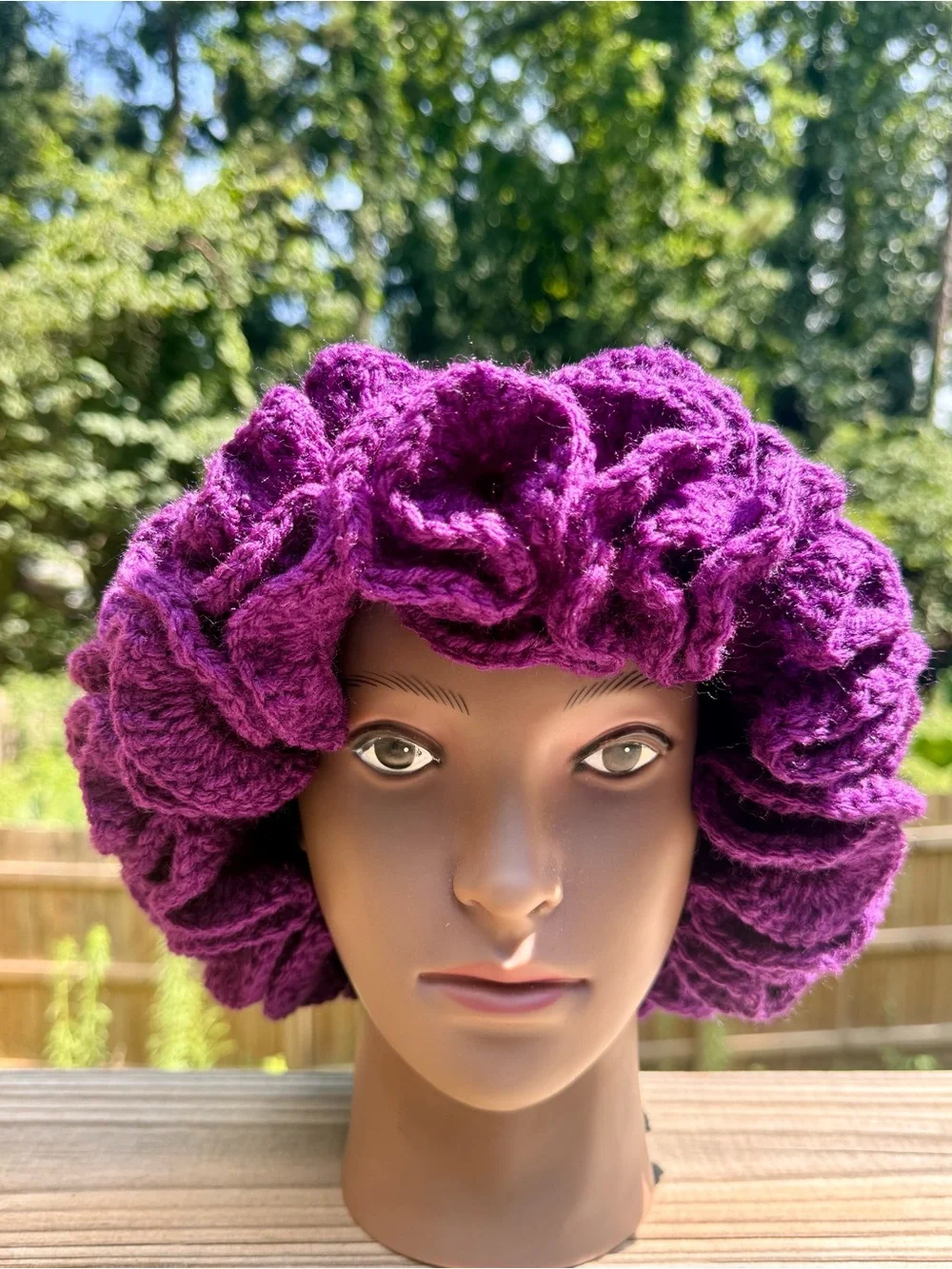 Grape Purple Handmade Crochet Ruffle Hat